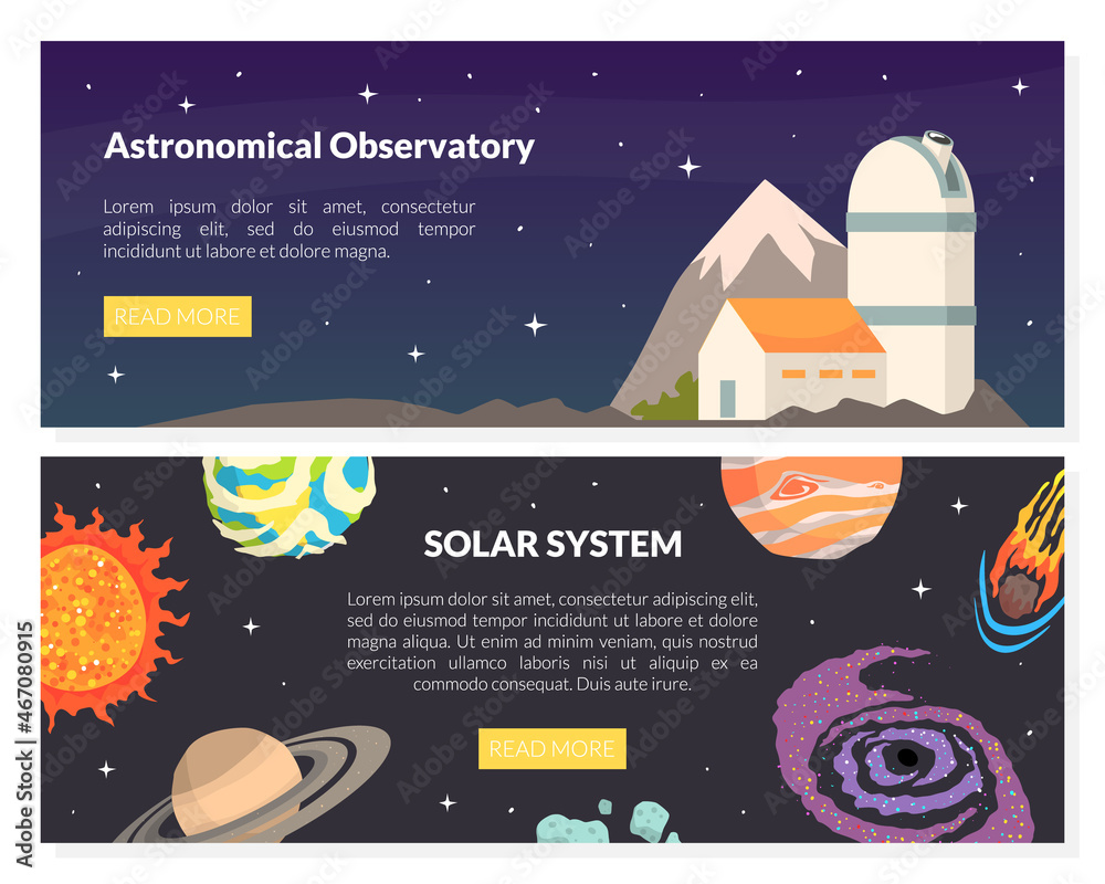 Sticker Outer Space and Galaxy Exploration with Observatory and Celestial Body Vector Template