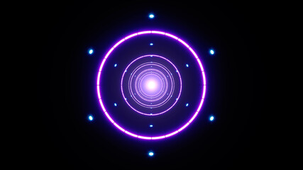 Shiny Neon Purple Circle Light and Dot Lamps