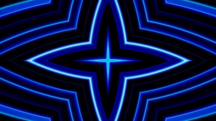 Glowing Four Point Star Shape Blue Light Background