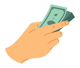 Hand holding dollar banknotes in hands vector
