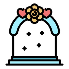 Wedding arch icon. Outline wedding arch vector icon color flat isolated