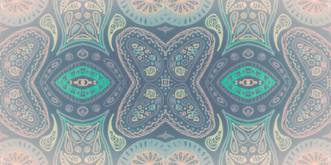 Carpet pattern print. Seamless turkish ethnic background. Vintage paisley wallpaper. Carpet pattern design for textile. Damask bathmat texture. Boho watercolor motif. Carpet pattern ornament.