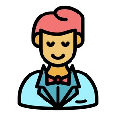 Smiling husband icon. Outline smiling husband vector icon color flat isolated