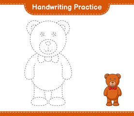 Handwriting practice. Tracing lines of Teddy Bear. Educational children game, printable worksheet, vector illustration
