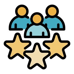 Outsource star team icon. Outline outsource star team vector icon color flat isolated