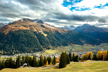 View from Schatzalp towards Davos in Fall 2021