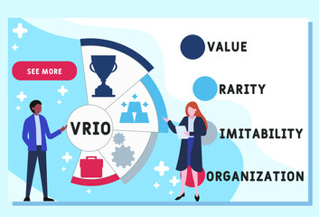 VRIO - Value, Rarity, Imitability, Organization acronym. business concept background.  vector illustration concept with keywords and icons. lettering illustration with icons for web banner, flyer