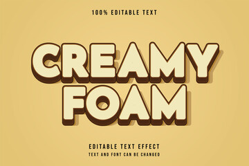 Creamy foam,3 dimensions editable text effect brown gradation style