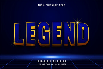 Legend,3 dimensions editable text effect blue gradation gold modern style