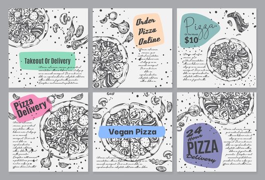 Pizza delivery, restaurant order banner, vector illustration.