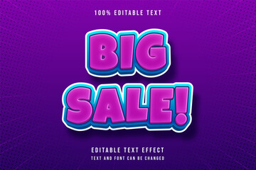 Big sale, 3 dimensions editable text effect modern blue gradation pink text style