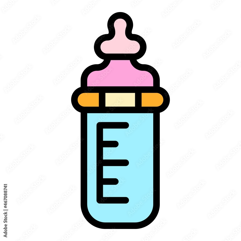 Wall mural baby plastic milk bottle icon. outline baby plastic milk bottle vector icon color flat isolated