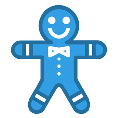 gingerbread icon blue line color . 