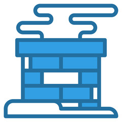 chimney icon blue line color . 