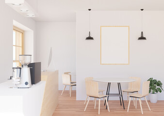 3D illustration Mockup photo frame in living room rendering
