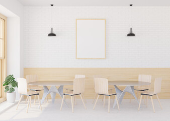 3D illustration Mockup photo frame in living room rendering
