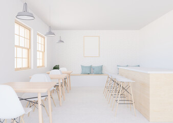 3D illustration Mockup photo frame in living room rendering