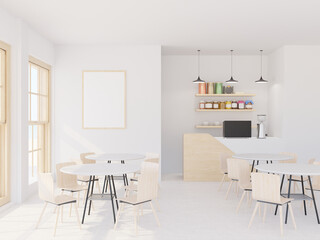3D illustration Mockup photo frame in living room rendering