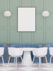 3D illustration Mockup photo frame in living room rendering