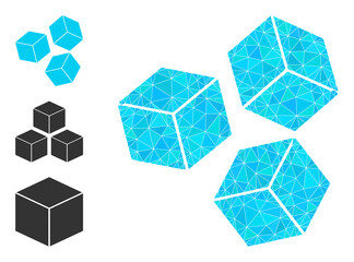 Low-poly sugar cubes icon, and similar icons. Polygonal sugar cubes vector is designed from randomized triangles. Flat geometric 2d modeling abstraction is designed by sugar cubes icon.