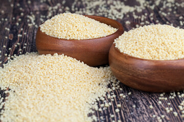 yellow dry crushed couscous is a traditional food for Africa