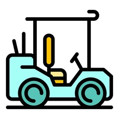 Golf cart car icon. Outline golf cart car vector icon color flat isolated