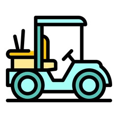 Golfer vehicle icon. Outline golfer vehicle vector icon color flat isolated