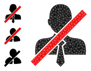 Low-poly wrong clerk icon, and bonus icons. Polygonal wrong clerk vector is combined with random triangles. Flat geometric polygonal illustration is based on wrong clerk icon.