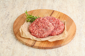 Raw beef burger cutlet for grill