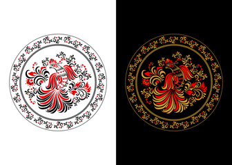 russian pattern, ornament, khokhloma, slavic painting
