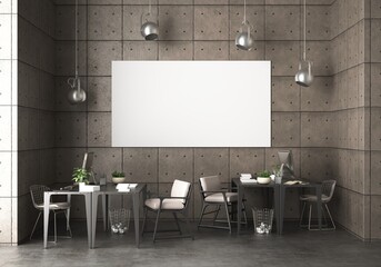 3D Mockup photo frame in Modern interior work area