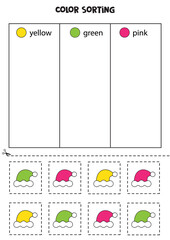 Sort Christmas hats by colors. Learning colors for children.