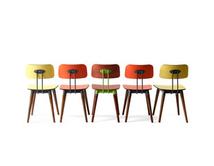 Single chair at different angles on a white background . Back view