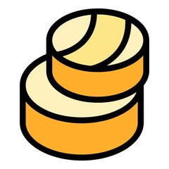 Whole cheese icon. Outline whole cheese vector icon color flat isolated
