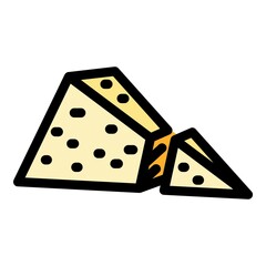 Triangle cheese icon. Outline triangle cheese vector icon color flat isolated