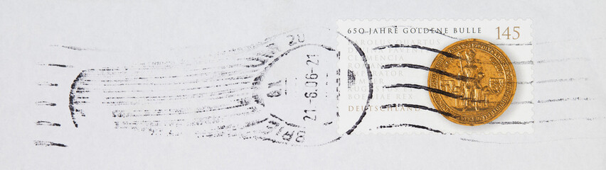 Briefmarke stamp gestempelt used frankiert cancel stempel vintage retro alt old verschmiert smudged...