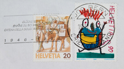 Briefmarke stamp gestempelt used frankiert cancel stempel vintage retro alt old slogan werbung...