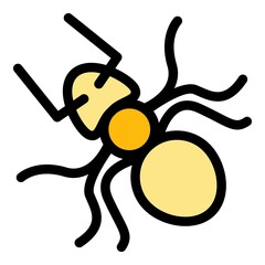 Ant character icon. Outline ant character vector icon color flat isolated