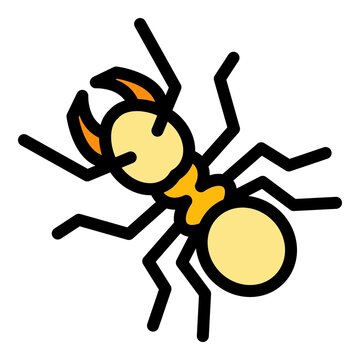 Insect ant icon. Outline insect ant vector icon color flat isolated