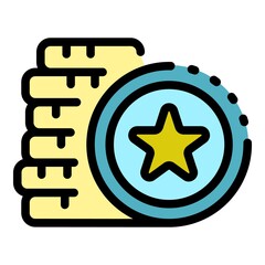 Casino coin icon. Outline casino coin vector icon color flat isolated