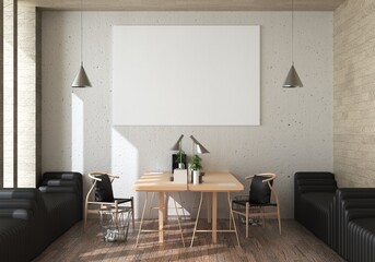 3D Mockup photo frame in Modern interior work area