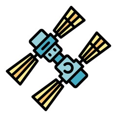 Orbit space station icon. Outline orbit space station vector icon color flat isolated