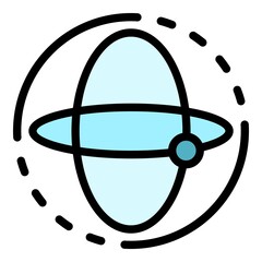 Aerospace gyroscope icon. Outline aerospace gyroscope vector icon color flat isolated