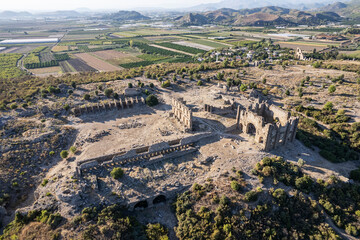 Fototapeta na wymiar Aerial view of the ancient Aspendos amphitheater in Antalya