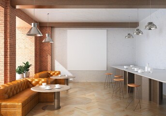 3D Mockup photo frame in Canteen interior