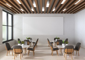 3D Mockup photo frame in Canteen interior