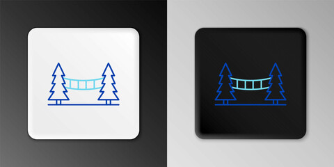 Line Capilano Suspension Bridge in Vancouver, Canada icon isolated on grey background. Colorful outline concept. Vector