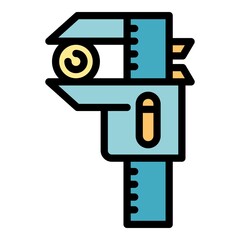 Caliper trammel icon. Outline caliper trammel vector icon color flat isolated