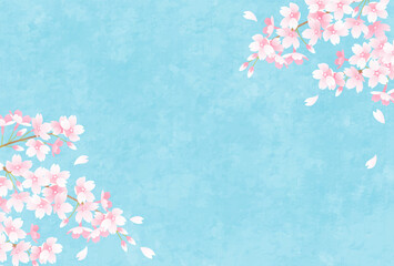青空と桜と花びらのベクターイラスト背景 © Honyojima