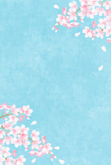 青空と桜と花びらのベクターイラスト背景 © Honyojima